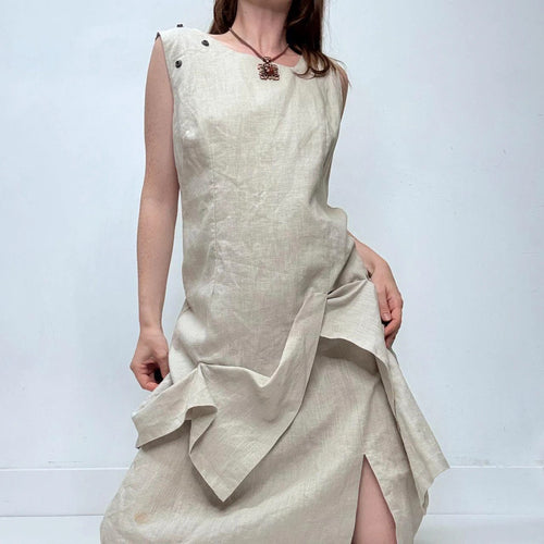 asymmetric linen maxi dress