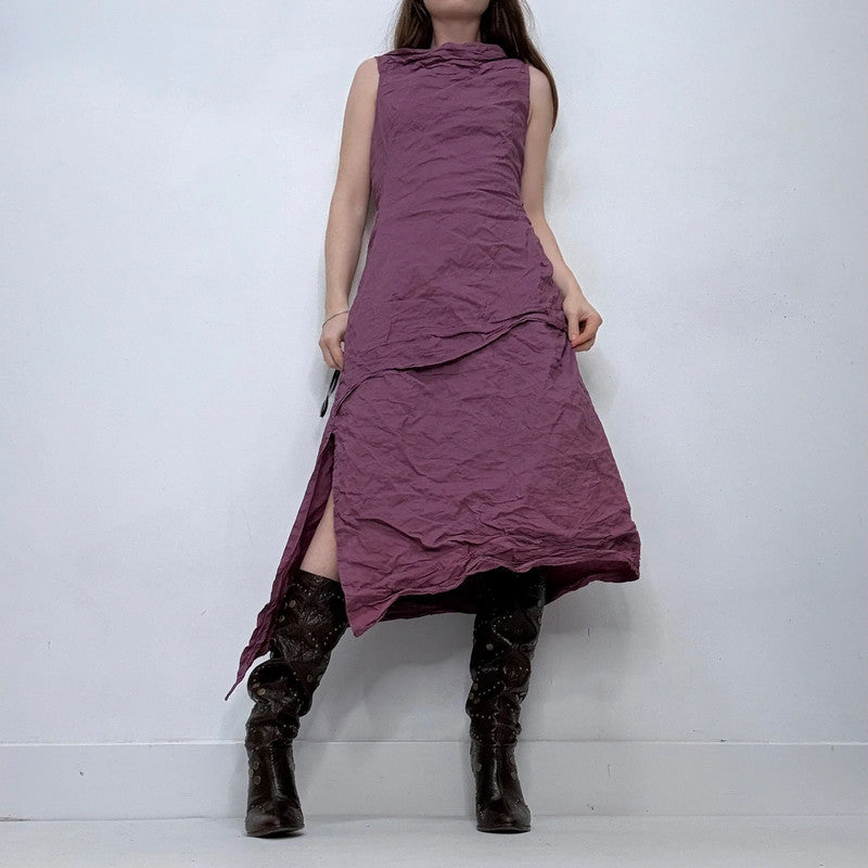 structured crinkle flared midi dress
