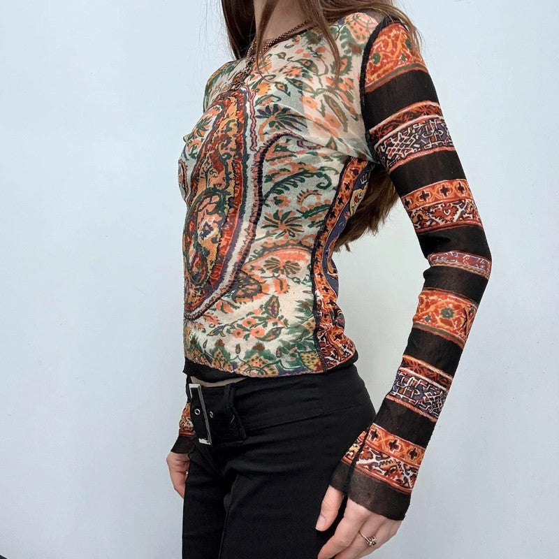 jean paul gaultier sheer boho mesh top
