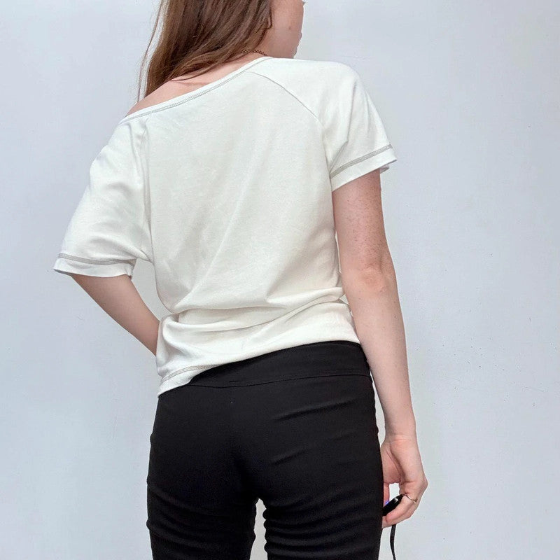 slouchy off the shoulder cotton t-shirt