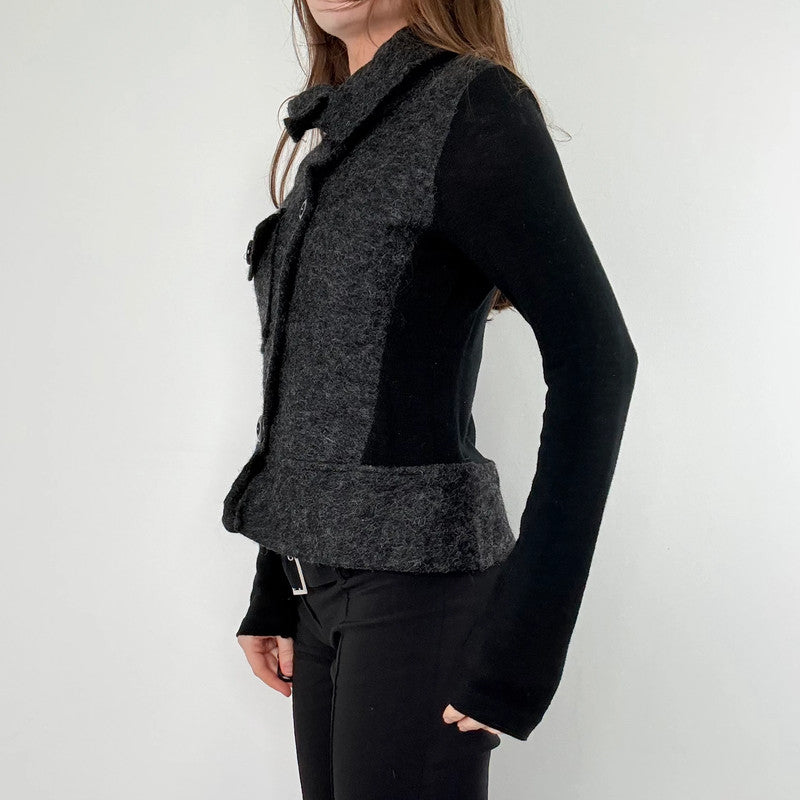 asymmetric wool high neck slouchy jacket