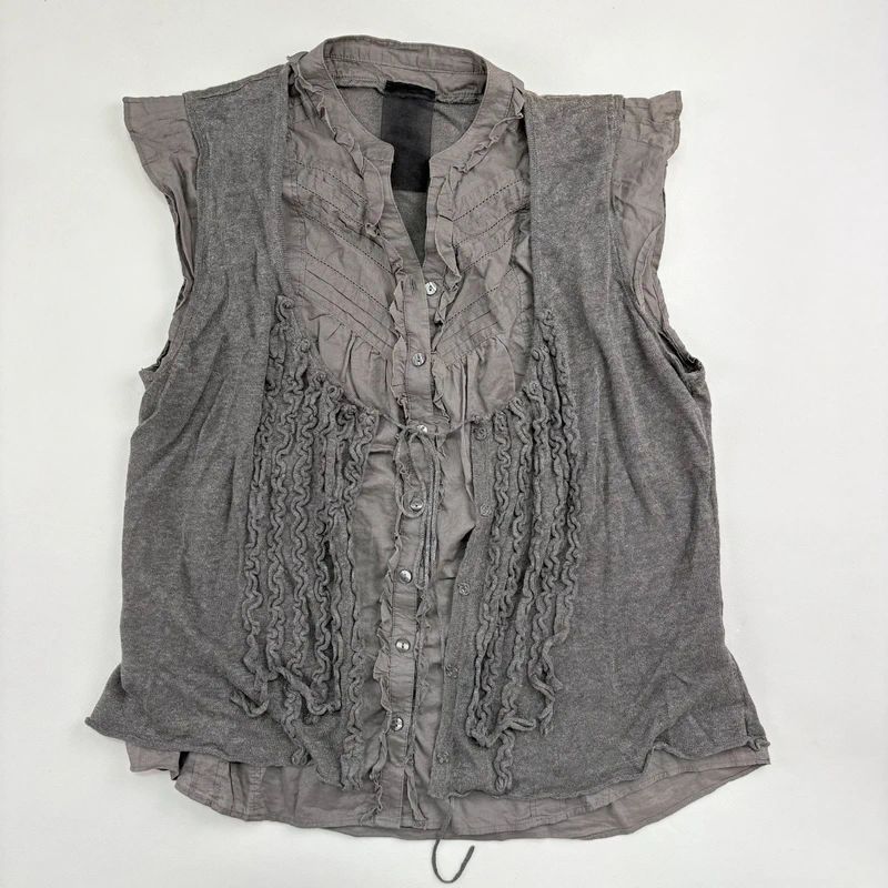 khaki ruffle layered shirt