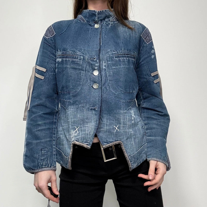 Marithé + François Girbaud distressed denim engineered jacket