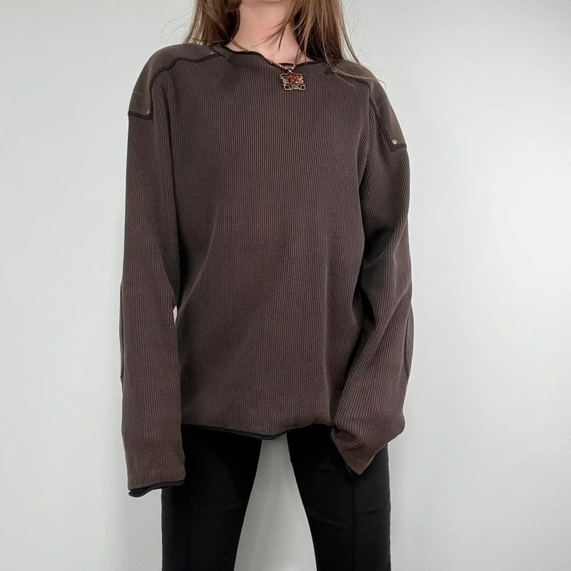 chunky knit brown ribbed jumper