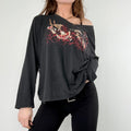 Black slouchy graphic grunge top