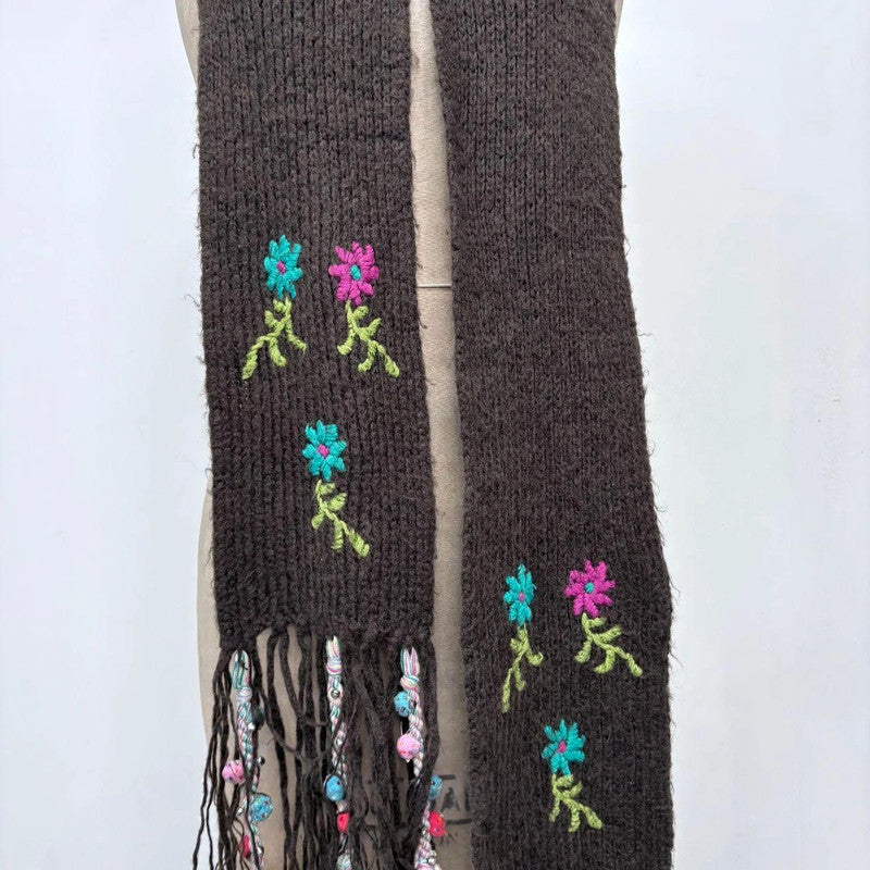 brown flower fairy wool scarf