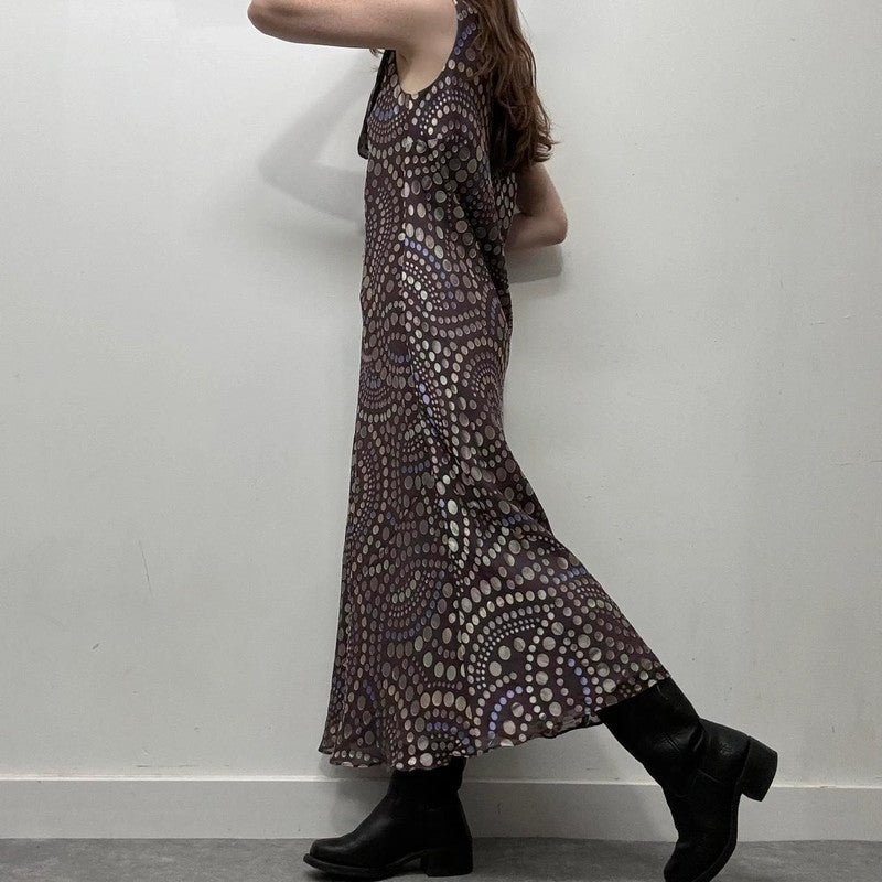 polkadot silk bias cut dress