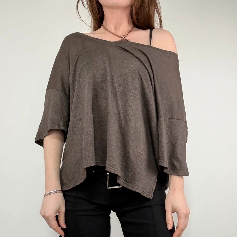 brown slouchy batwing t-shirt
