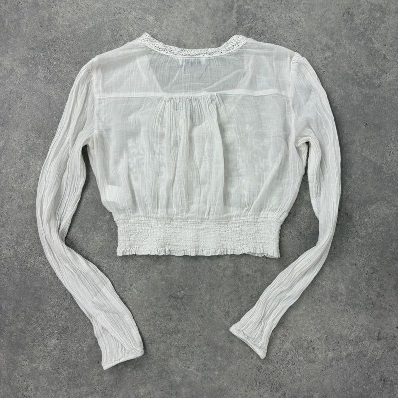 white cotton floral embroidered blouse