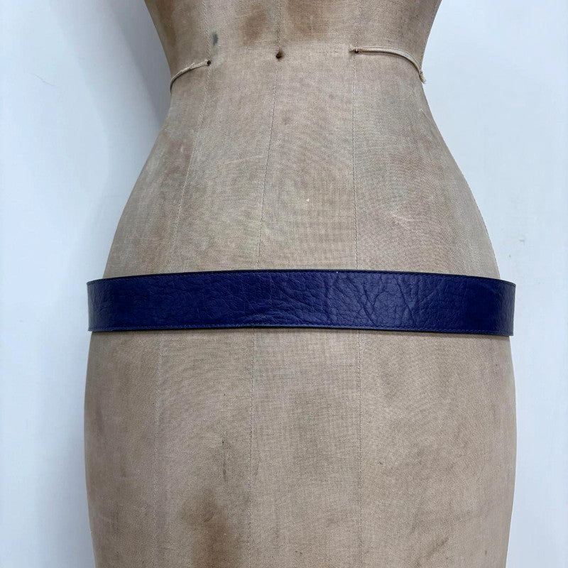 blue leather buckle belt