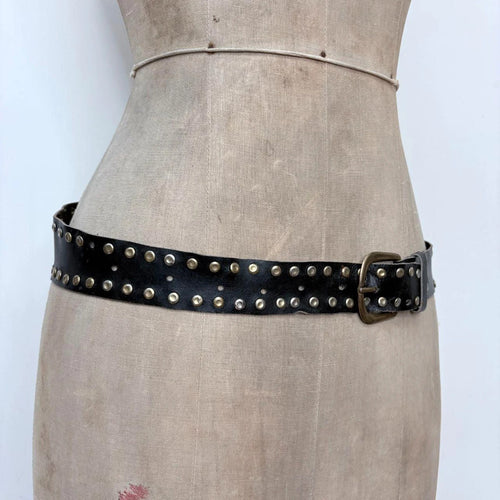black leather studded western belt