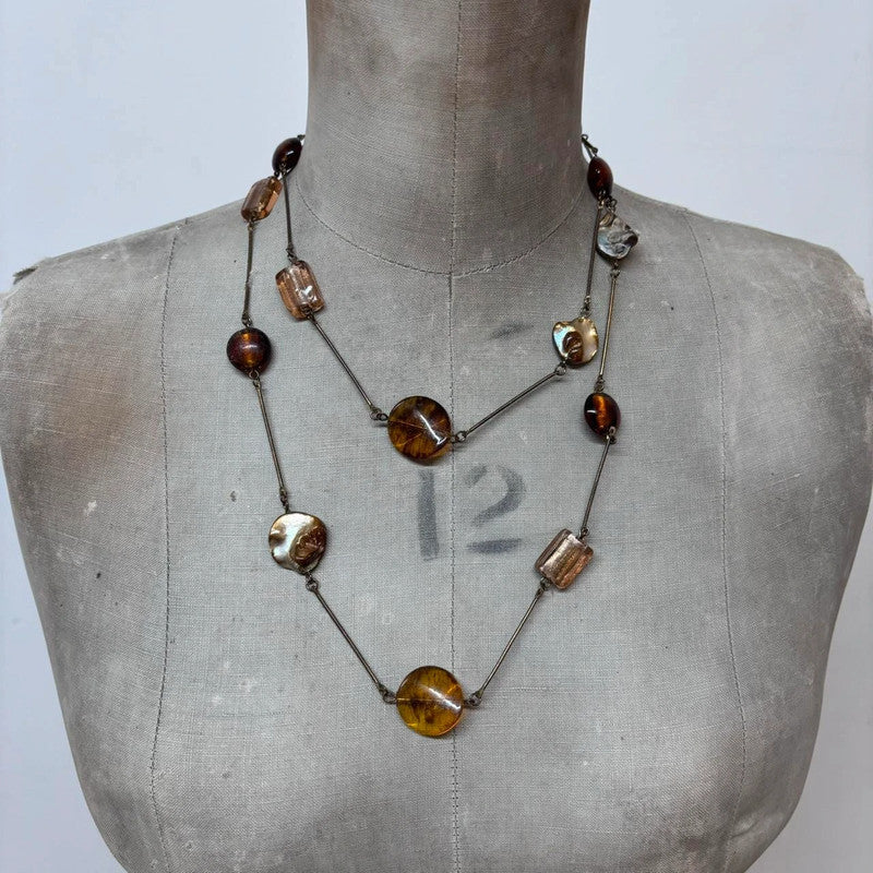 long Pearl beaded boho necklace