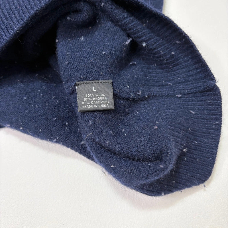 Navy blue cashmere knit crewneck jumper