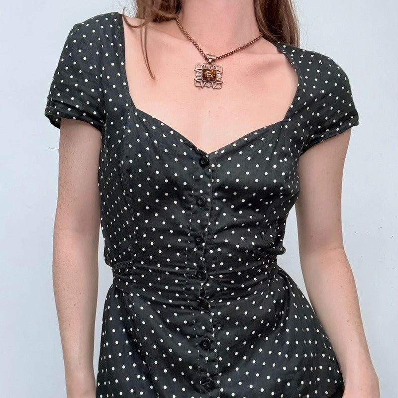 black polkadot mini shirt