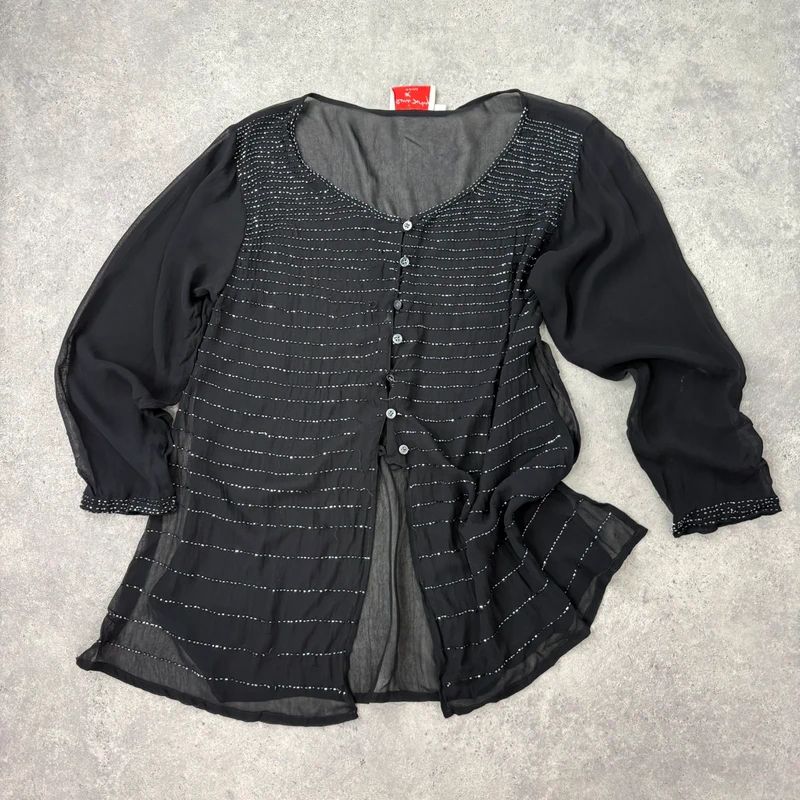 sheer black beaded Rene Derhy shirt