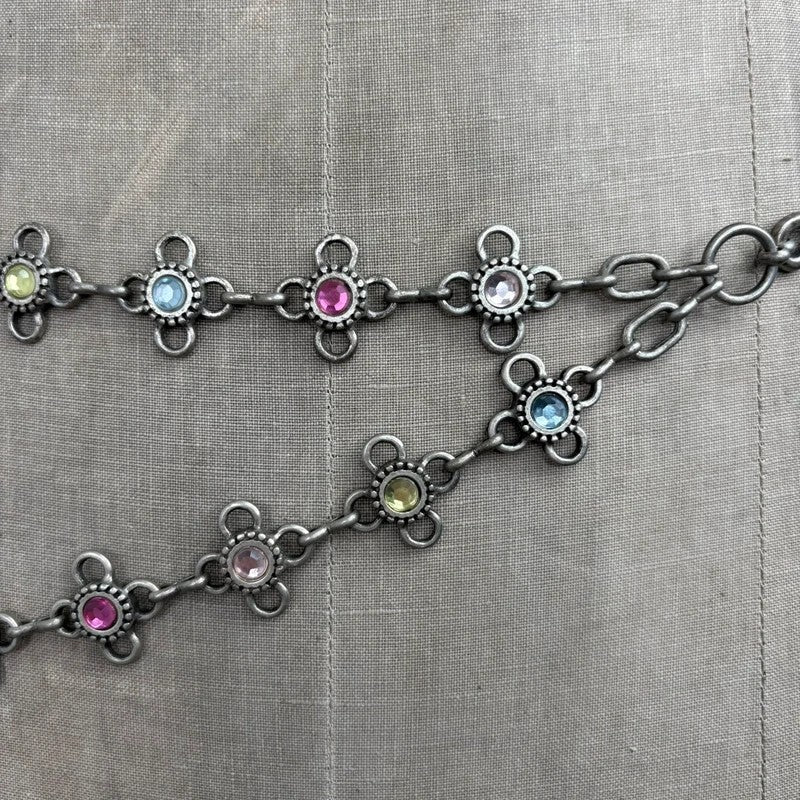 silver waist chain gem embellished chain belt
