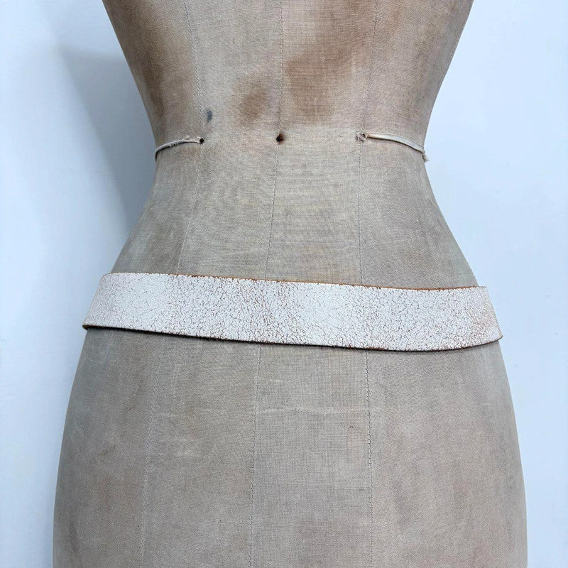 white distressed leather boho belt