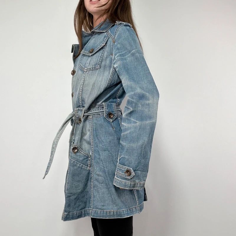 Distressed Denim Trench coat