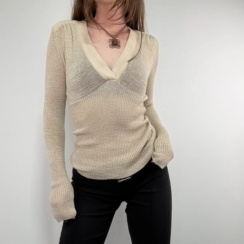 Long sleeve slouchy knit t-shirt
