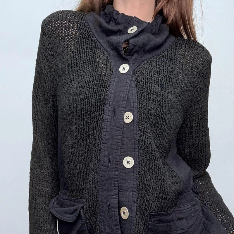 black knit slouchy cardiagn