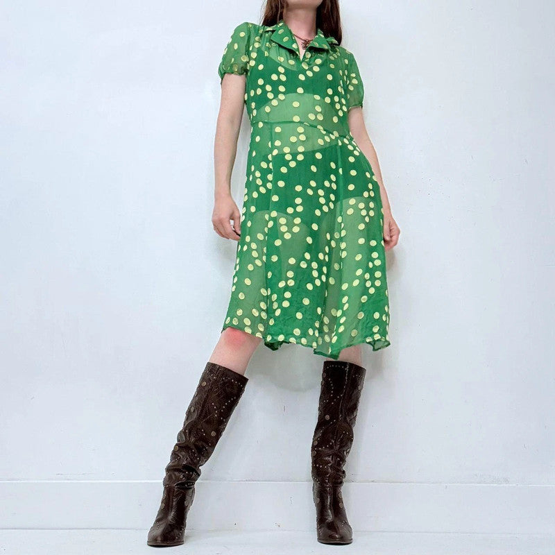 sheer green polkadot sun dress