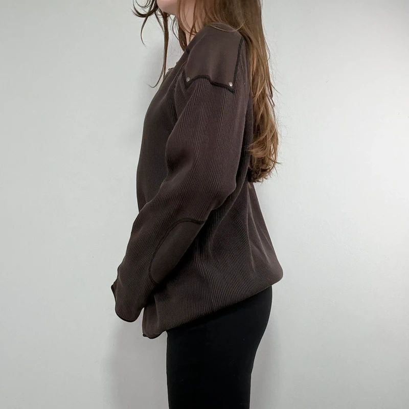 chunky knit brown ribbed jumper