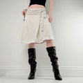 asymmetric cream midi skirt
