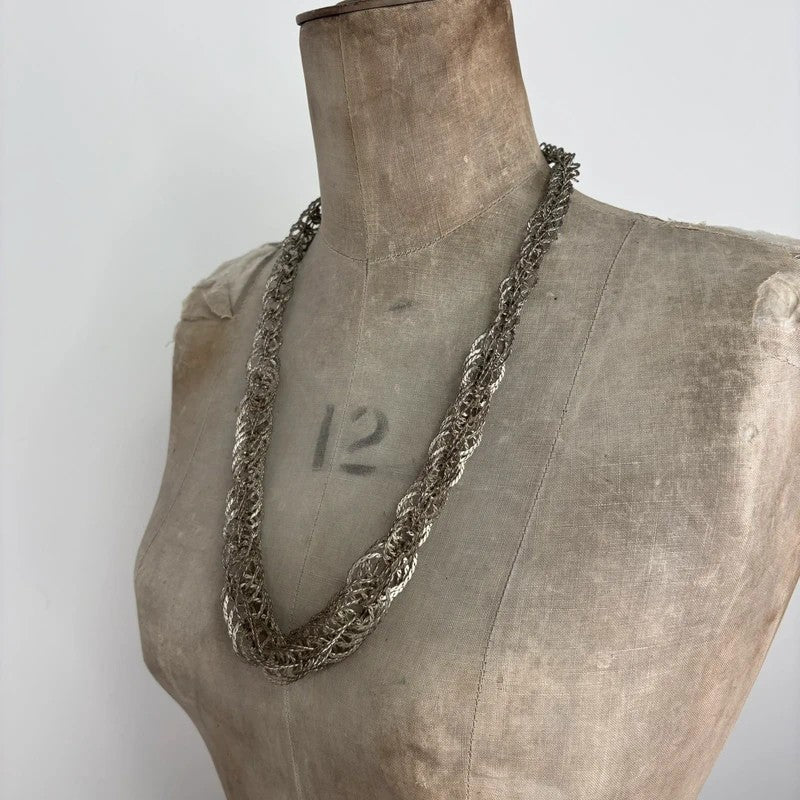 Chunky metal layered chain necklace