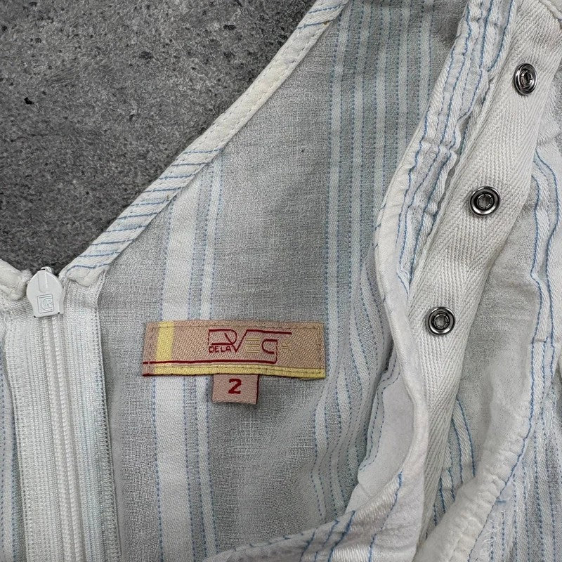 white cotton textured pinstripe popper vest top