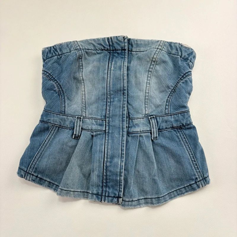 AllSaints stuctured Denim Corset Top