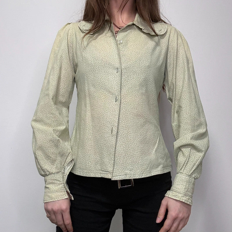 Laura Ashley green floral puff shirt