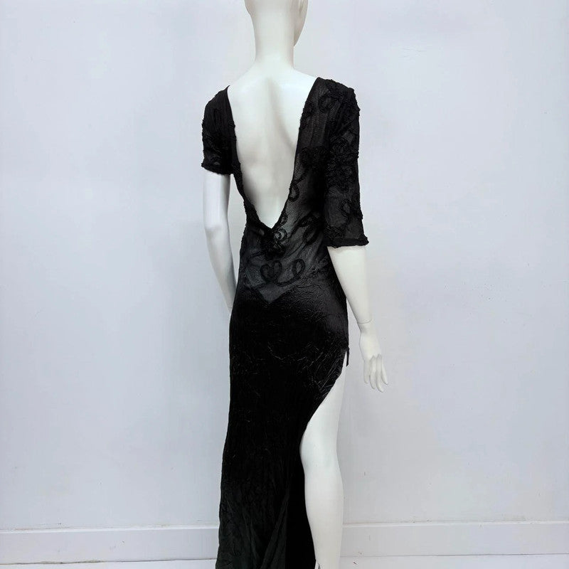 gothic asymmetric long black elegant dress