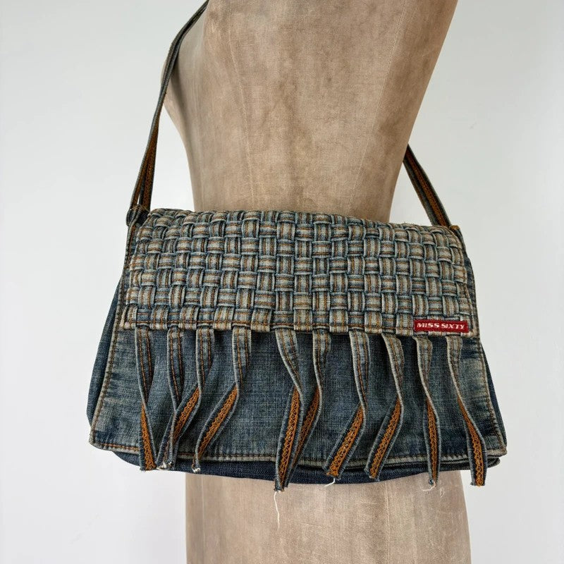 Denim woven tassel Miss sixty crossbody bag