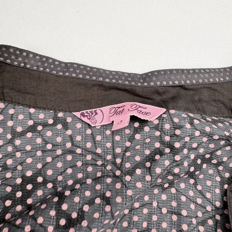 brown polkadot wrap shirt
