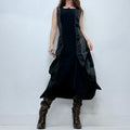 structured grunge flared maxi dress