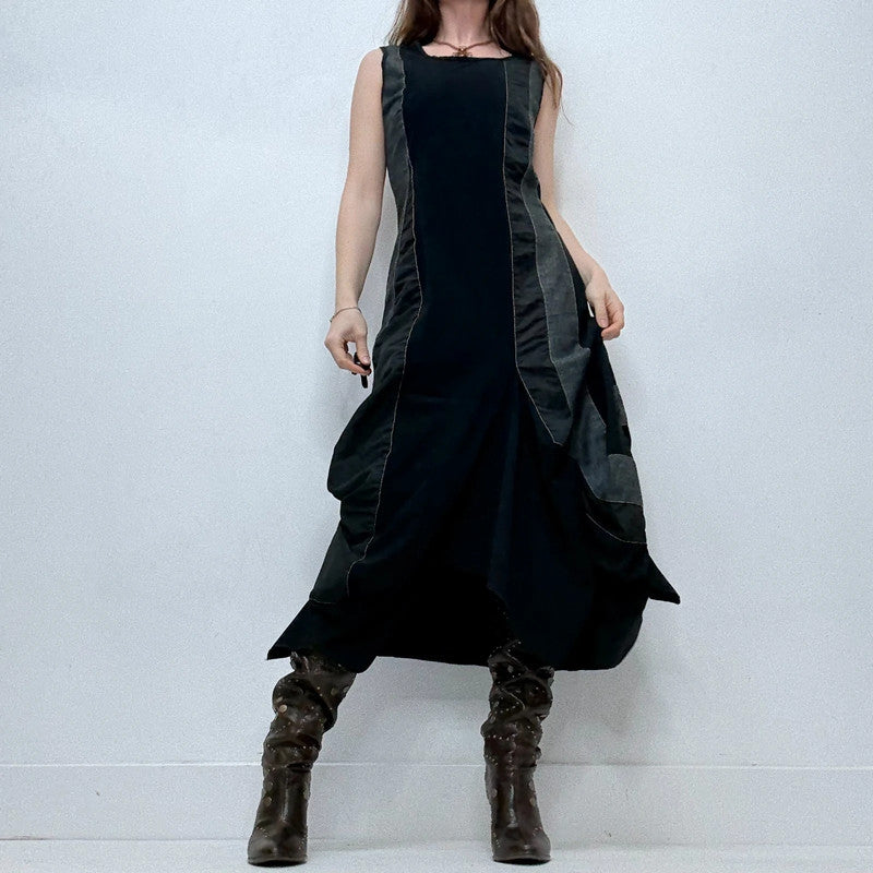 structured grunge flared maxi dress
