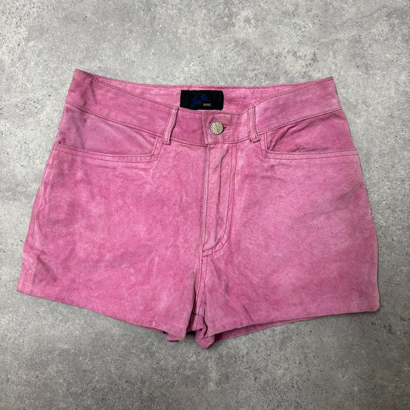 pink suede western mini shorts