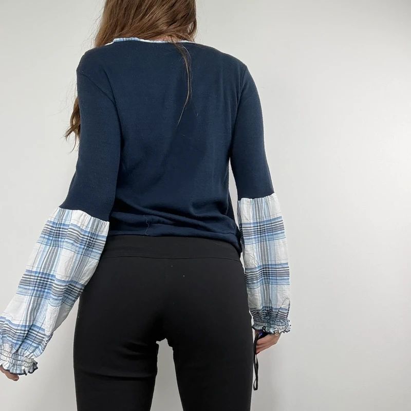 navy layered shirt jumper
