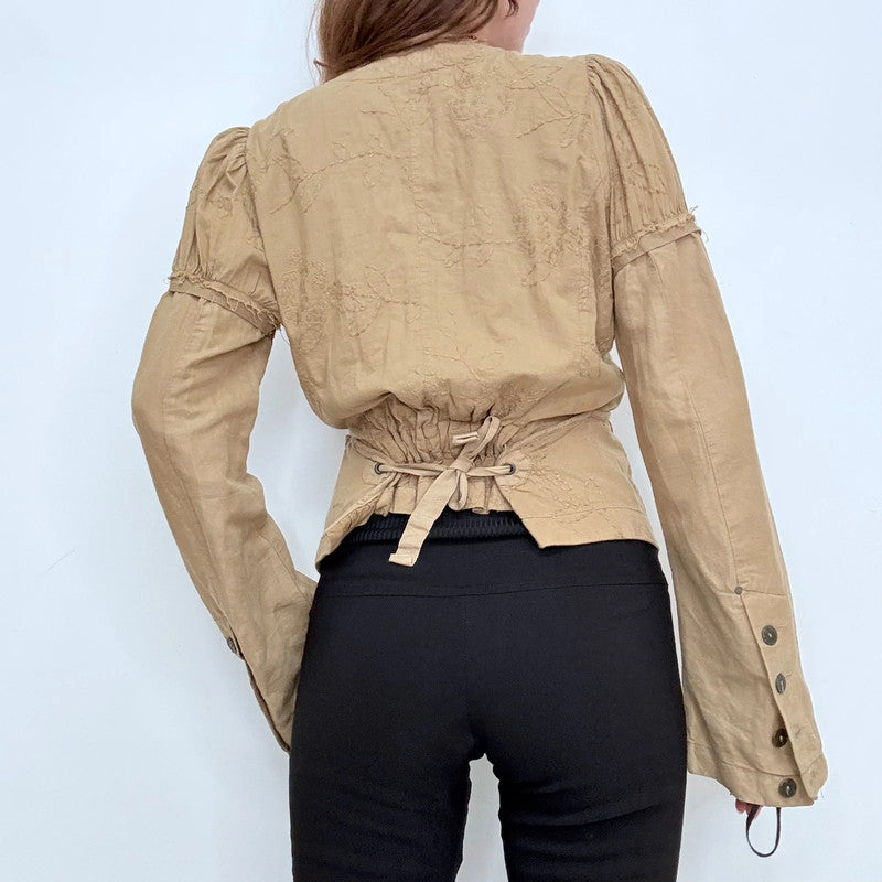 brown flared asymmetric fairy grunge jacket