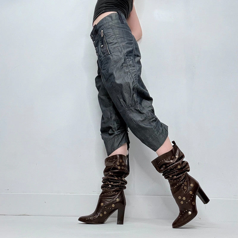 high rise corset style puff trousers