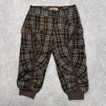 tartan puff cinched capri trousers