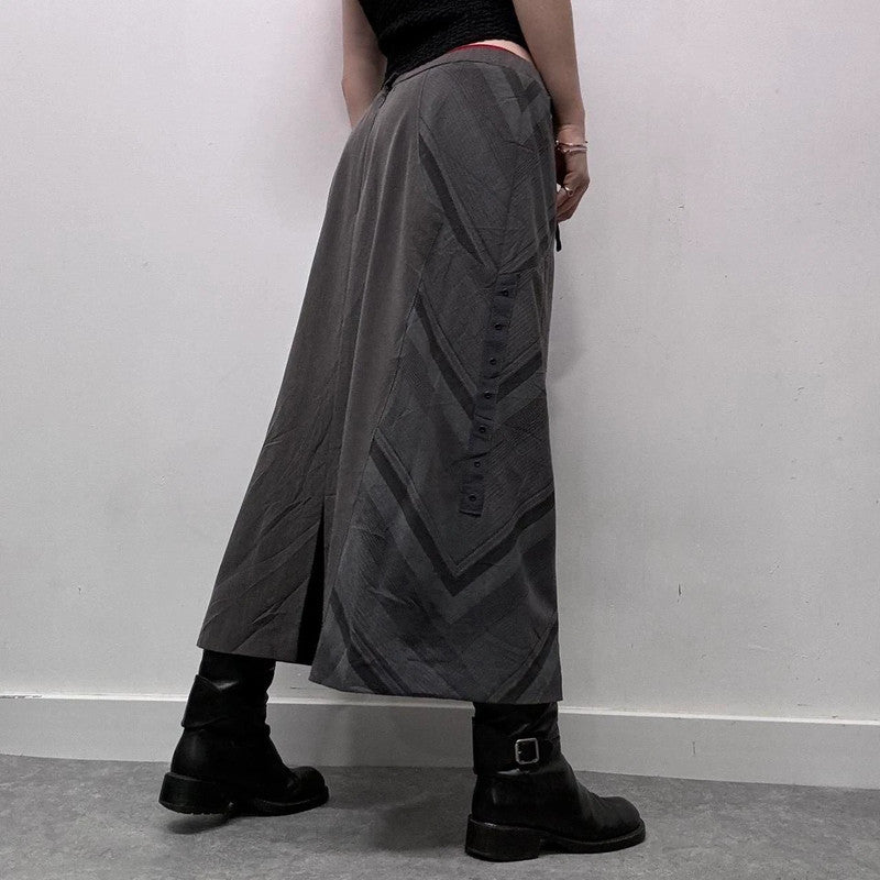 pinstripe grey suit office skirt