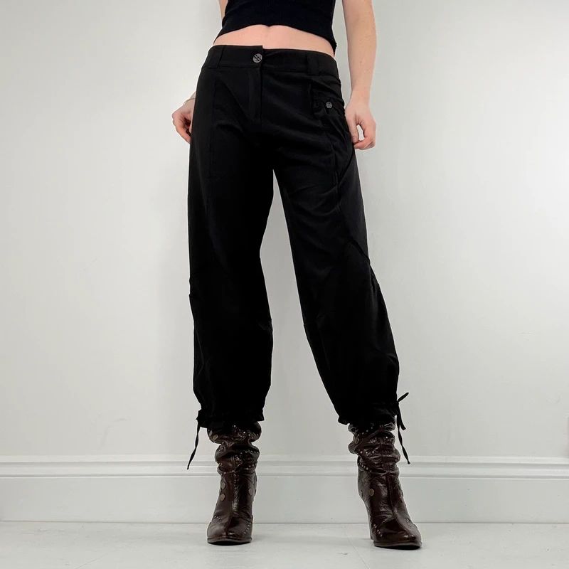 black pleated tech trousers