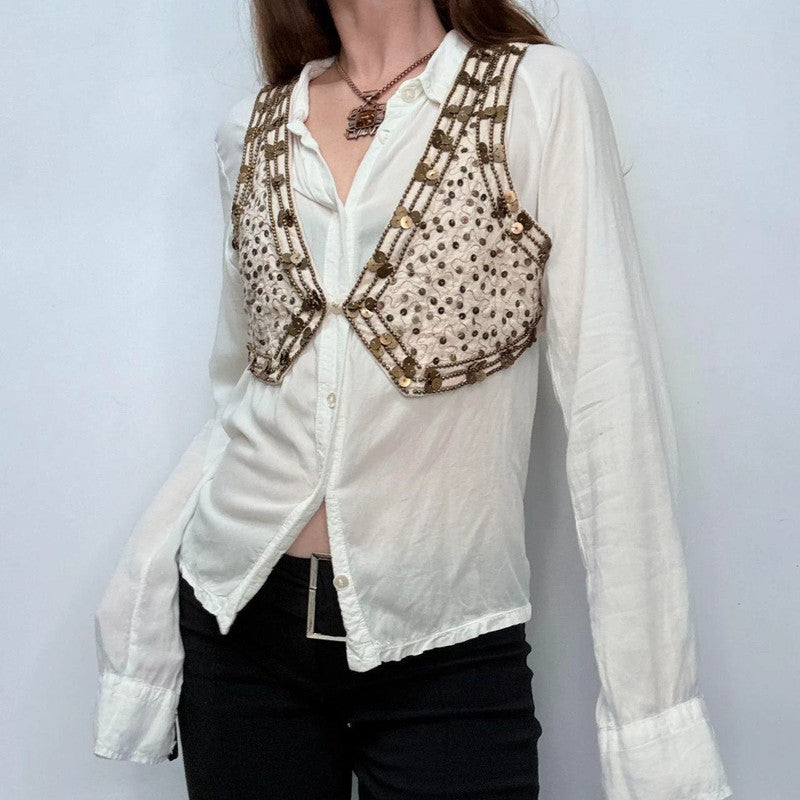 cropped festival boho beaded waistcoat