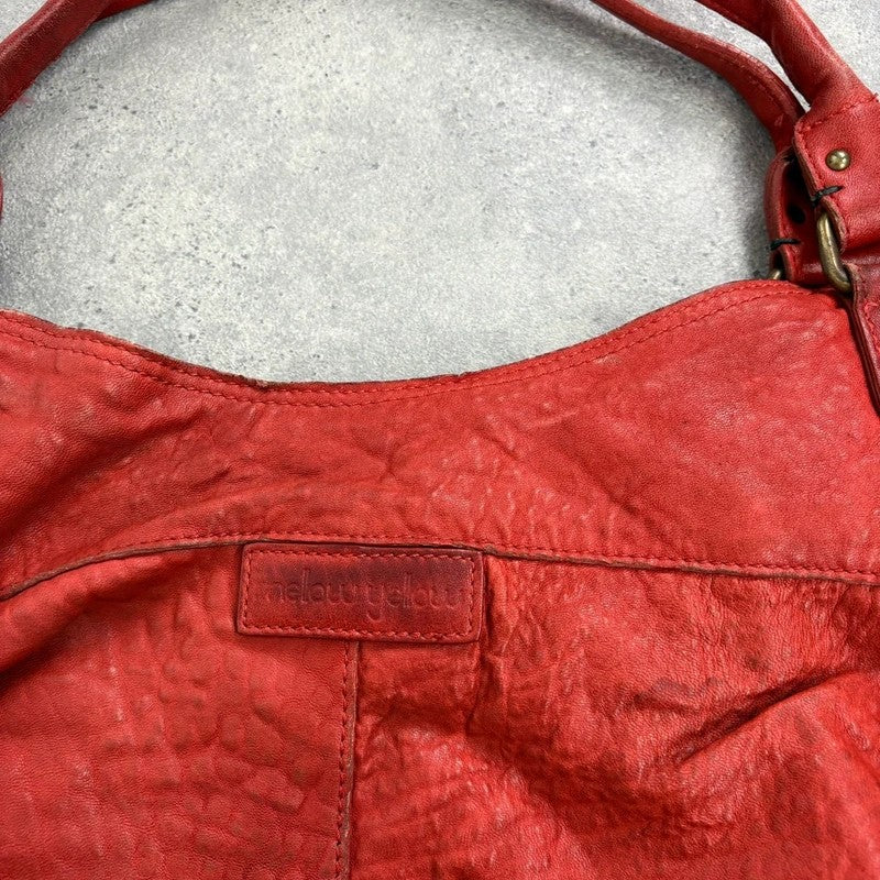 Vintage red leather cargo zipper city handbag