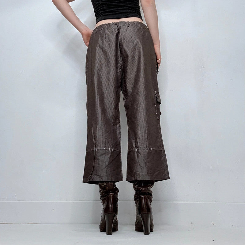 pinstripe brown low rise trousers