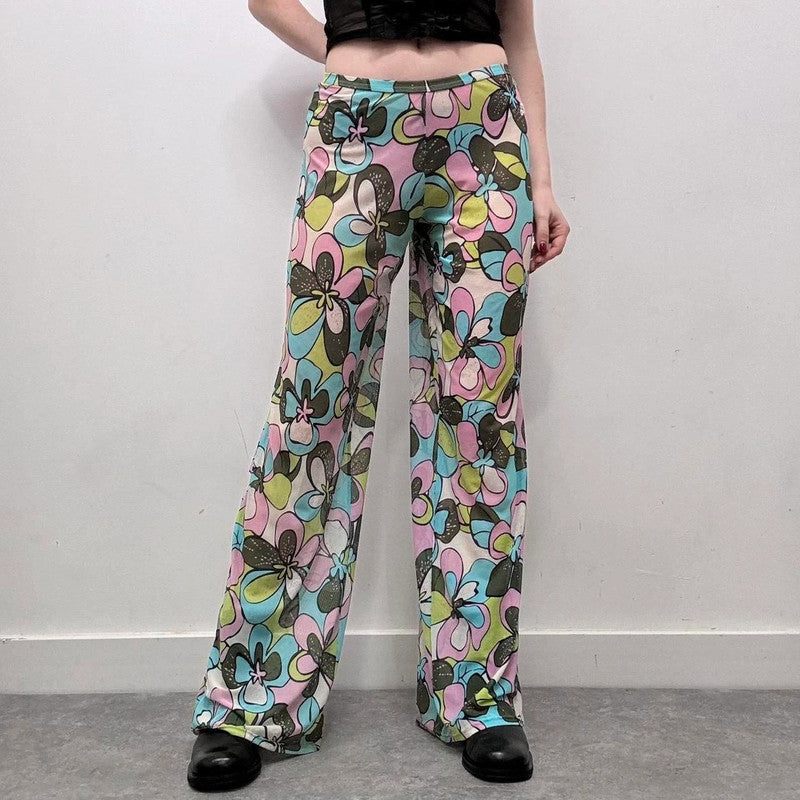 mesh sheer wide-leg pants