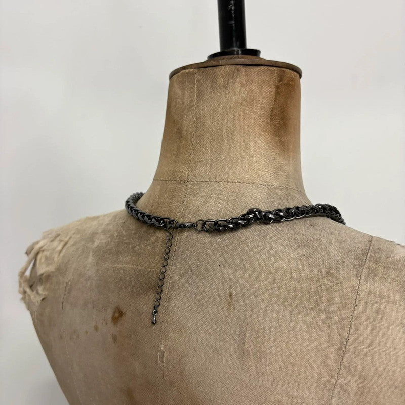chunky oversized dark silver necklace