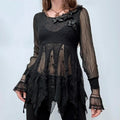 sheer flared black gothic fairy top