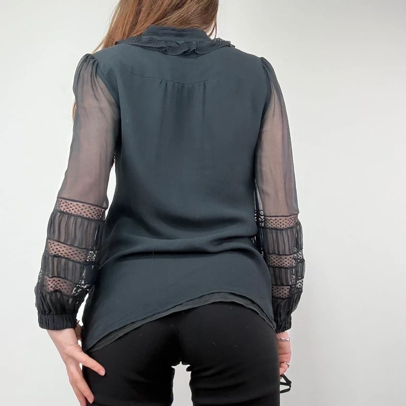 Sheer Lace Silk Gothic Shirt